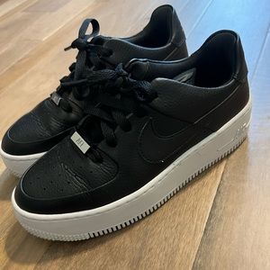 Nike Air Force 1 black leather ladies size 7